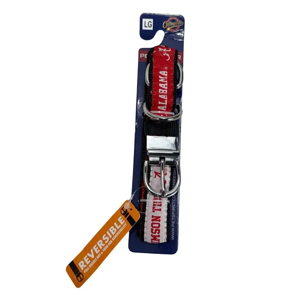 Pets First Alabama Crimson Tide Reversible Dog Collar Size Large LG NCAA New